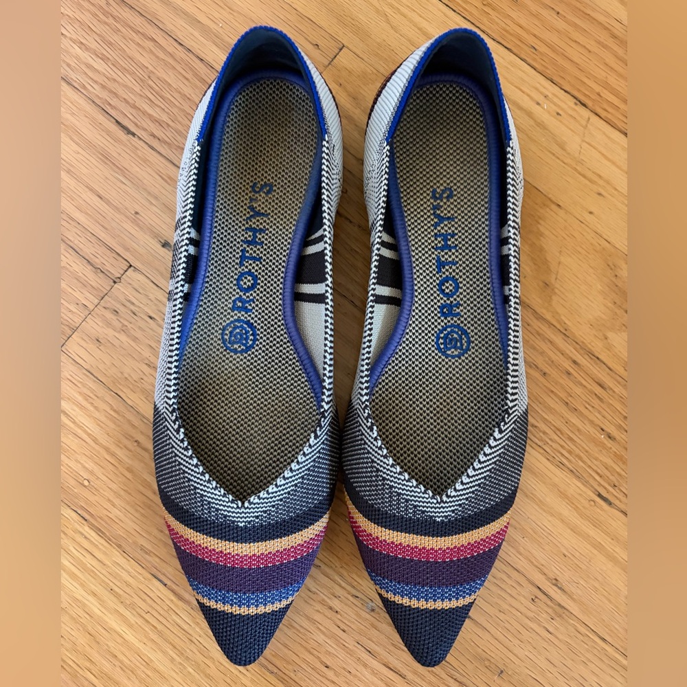 Rothy's The Point Knit Flats in Multicolor Inverse Stripe - Picture 2 of 7